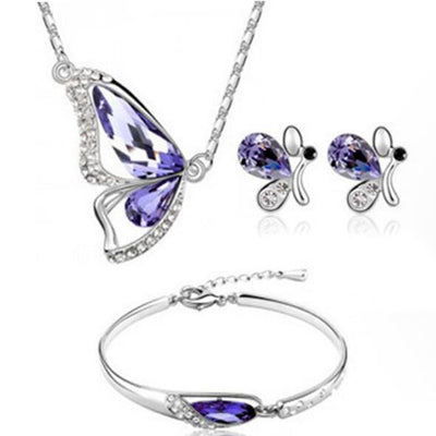 Butterfly Jewelry Sets Necklace Earring Bracelet eprolo