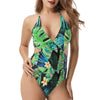 Cut Out Tropical Print Monokini Swimsuit Hypersku