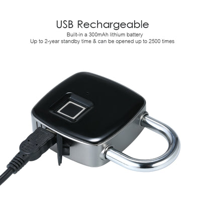 USB Rechargeable Smart Keyless Fingerprint Lock IP65 Waterproof Anti-Theft Security Padlock Door Luggage Case Lock eprolo