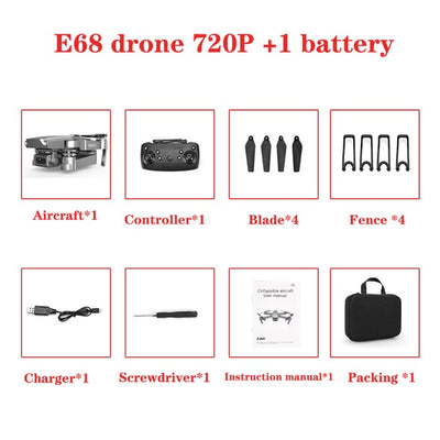 E68 Drone HD wide angle 4K WIFI 1080P FPV Drones video live Recording Quadcopter Height To maintain Drone CameraVS e58 Dron Toys eprolo