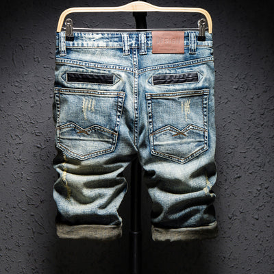 Summer Fashion Brand Design Blue Men Streetwear Ripped Bermuda Jeans Short eprolo