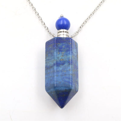 Natural Crystal Hexagonal Perfume Bottle Pendant Necklace  Fluorite Pendant Essential Oil Jar Chain Necklace eprolo
