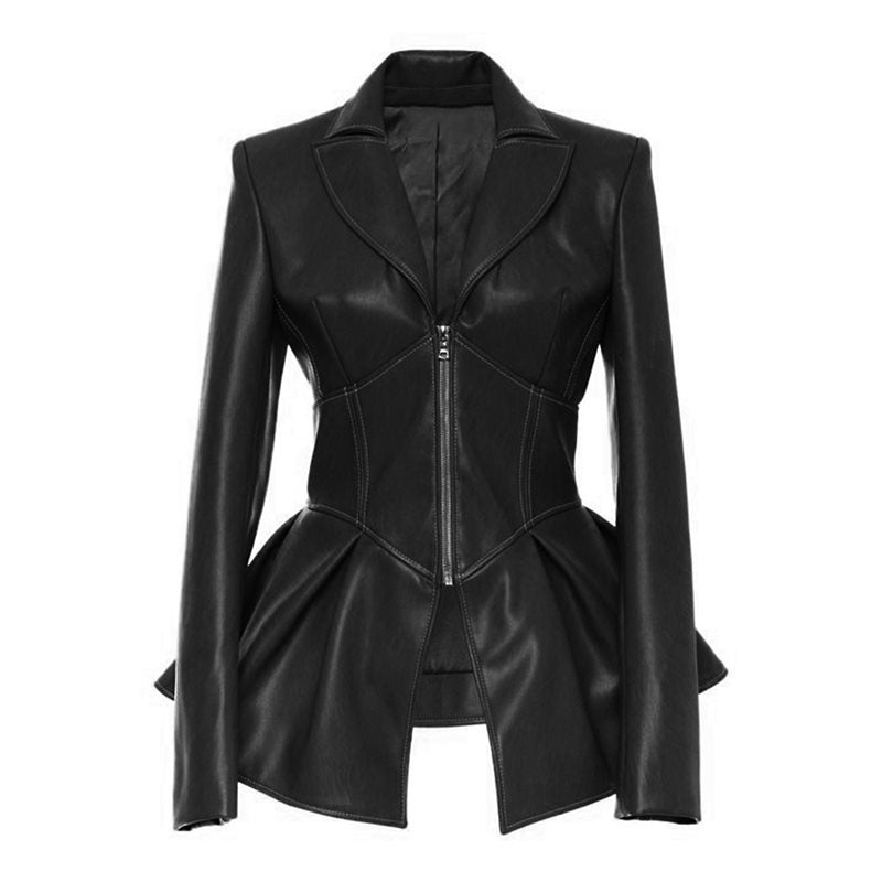 Women Jacket Black Gothic Faux Leather PU Jacket Women Winter Spring Motorcycle Jacket Black Faux Goth Leather Coats eprolo