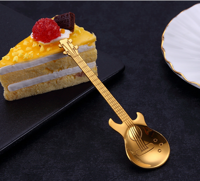 Creative Stirring Spoon Guitar Shape Stainless Steel Coffee Spoons Stirring Teaspoon Set Cake Ice Cream Scoop Kit Tableware eprolo
