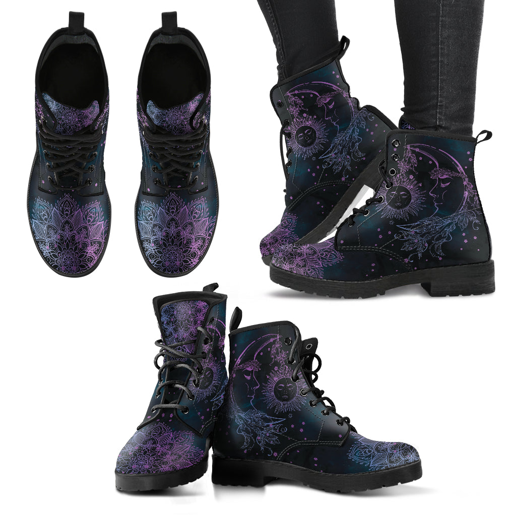 Purple Sun Moon Handcrafted Boots Getbrewtaps.com