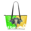 Boho Summer Elephant Small Leather Tote Bag Getbrewtaps.com