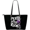 PURPLE Peace, Love, Ride LARGE PU LEATHER TOTE Getbrewtaps.com