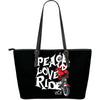 REDPeace, Love, Ride LARGE PU LEATHER TOTE Getbrewtaps.com