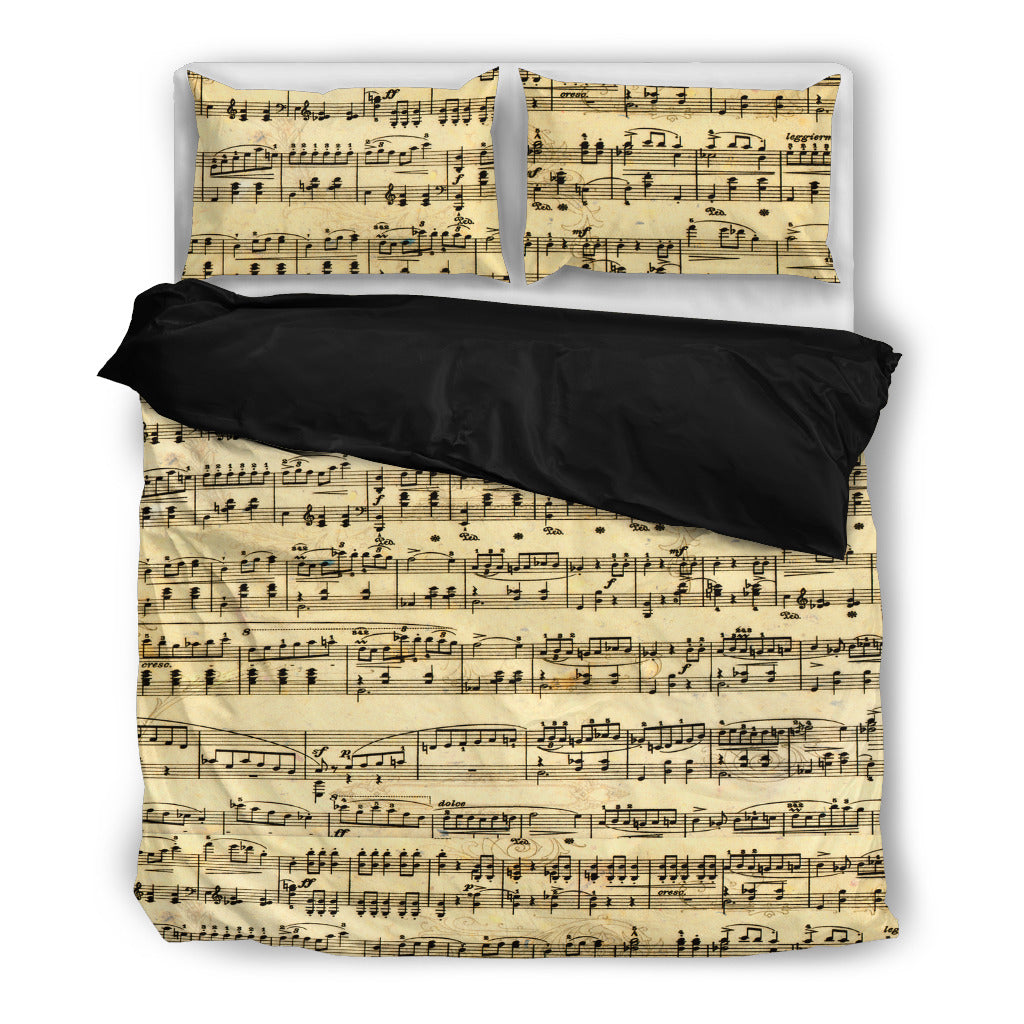 Sheet Music Bedding Set Black Bedding Set Getbrewtaps.com