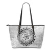 Black Jewel Mandala Small Leather Tote Bag Getbrewtaps.com