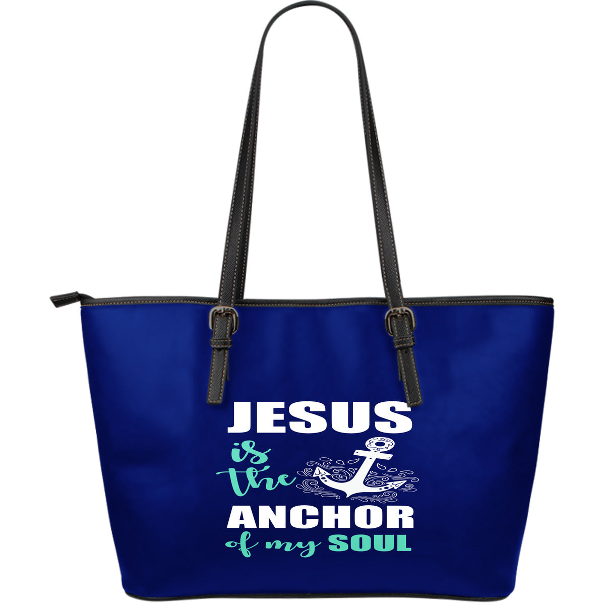 NP Jesus Is The Anchor Leather Tote Bag Getbrewtaps.com
