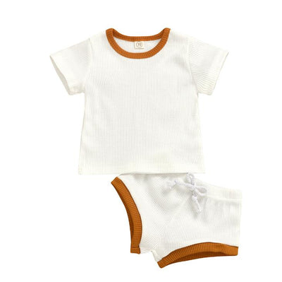 2020 Toddler Baby Boys Girls Summer Clothing Newborn Kids Baby Girls Ribbed Knitted Short Sleeve T-shirts+Shorts Tracksuits Sets eprolo