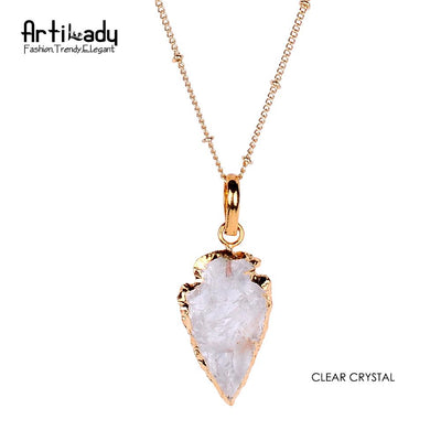 Artilady natural crystal arrows pendant necklace eprolo