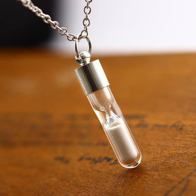 Glow In The Dark hourglass Necklace Glass Pendant Necklace Silver Chain Luminous Jewelry eprolo