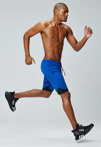 Men's music shorts 2 in 1 running shorts security pockets shorts quick drying sports shorts built-in pockets hip zipper pockets eprolo