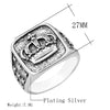Silver Plated Skull Helmet Black Stone Ring eprolo