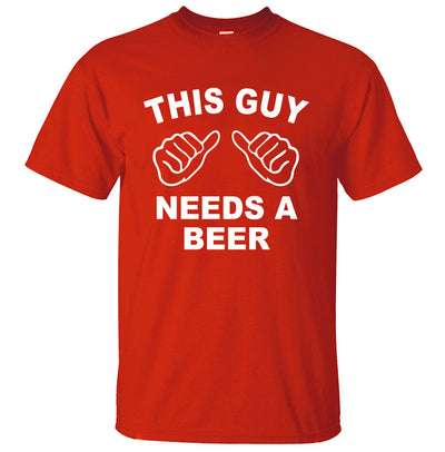 This Guy Needs A Beer Funny T Shirts Men's Creative Short Sleeve Hipster Tops eprolo