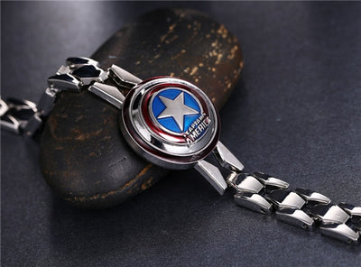 Movie The Avengers Silver Alloy Bracelet Captain America Shield Metal Bangle cosplay jewelry eprolo