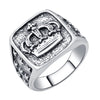Silver Plated Skull Helmet Black Stone Ring eprolo