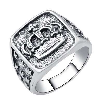 Silver Plated Skull Helmet Black Stone Ring eprolo