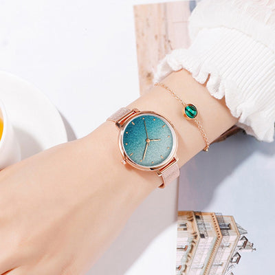 Stardust Watch Women Necklace Bracelet Set (3PCS/Set) Women's Watches Stainless Steel Mesh Starry Sky Quartz Female Wrist Watch eprolo