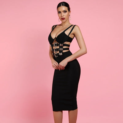 Black Bandage Dress New Sexy V Neck Bandage Bodycon Dress eprolo