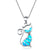 Cat Necklace Blue Fire Opal Pendants eprolo
