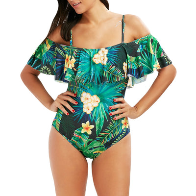 Flounce Floral Tropical One Piece Swimsuit Hypersku