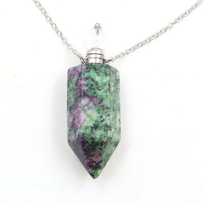 Natural Crystal Hexagonal Perfume Bottle Pendant Necklace  Fluorite Pendant Essential Oil Jar Chain Necklace eprolo