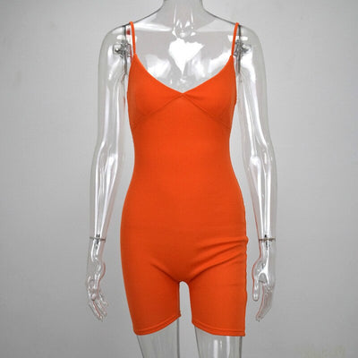 NCLAGEN Summer Sleeveless V Neck Bodycon Rompers 2020 Women Streetwear Fitness Spaghetti Strap Playsuit Short Jumpsuit Outfit eprolo