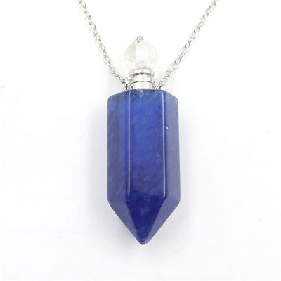 Natural Crystal Hexagonal Perfume Bottle Pendant Necklace  Fluorite Pendant Essential Oil Jar Chain Necklace eprolo