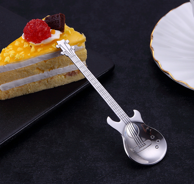 Creative Stirring Spoon Guitar Shape Stainless Steel Coffee Spoons Stirring Teaspoon Set Cake Ice Cream Scoop Kit Tableware eprolo