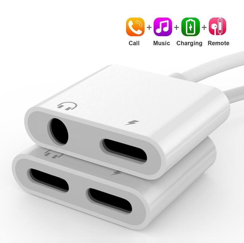 2 in 1 Audio Charge Adapter For iPhone 7 8 Plus X XS XR MAX Dual Lighting 3.5mm Jack Splitter Charger Listening Adapters eprolo