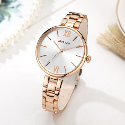 CURREN Women Watch Quartz Female clock Casual Fashion Stainless Steel Strap Watch eprolo