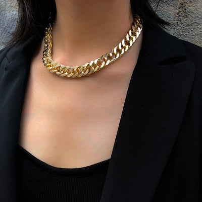 Punk Hip Hop Curb Cuban Thick Short Choker Necklace Men Simple Minimalist Chunky Collar Necklace eprolo