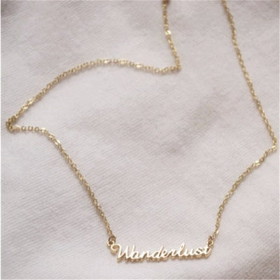 Wanderlust Pendant Necklace Jewelry Travelers Outdoor Jewelry Letter Pendant Necklace"Not All Who Wander Are Lost" eprolo