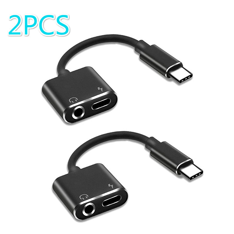 2PCS 2 In 1 Usb Typec Adapter Earphone Charging Splitter To 3.5mm Headphone Jack Audio Aux for Xiaomi Huawei Oneplus Phone Cable eprolo