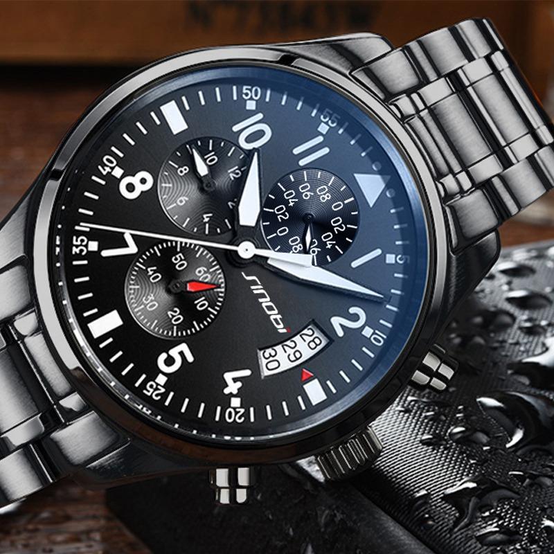 SINOBI Pilot Mens Chronograph Wrist Watch Waterproof Quartz Clock eprolo