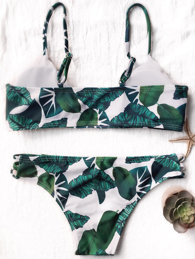 Palm Leaf Print Strappy Bikini Hypersku