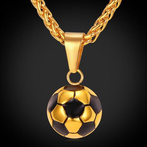 football Pendant With Chain Stainless Steel Soccer Necklace eprolo