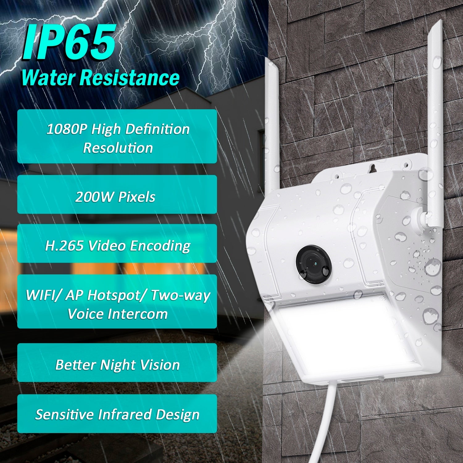 1080P Multifunctional WIFI Wireless Surveillance Outdoor Wall Light Webcam Security Camera PIR Motion Detection IP65 Waterproof eprolo