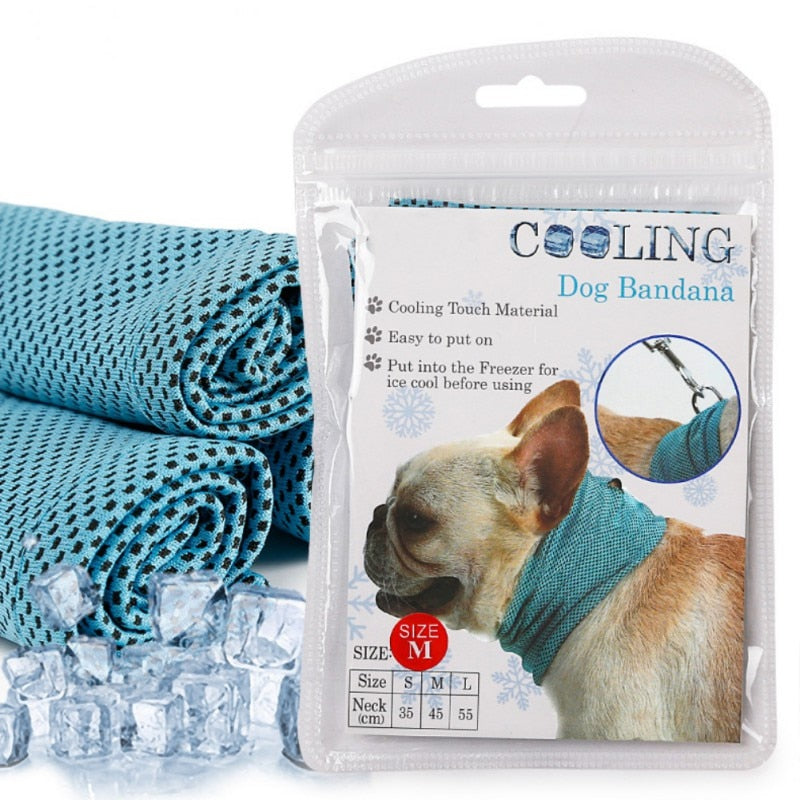 Instant Ice Cooling Dog Bandana Scarf for Pet small dogs Bulldog Summer Polyester Sunstroke Cooling Neck Wrap Dog Collar Perro eprolo