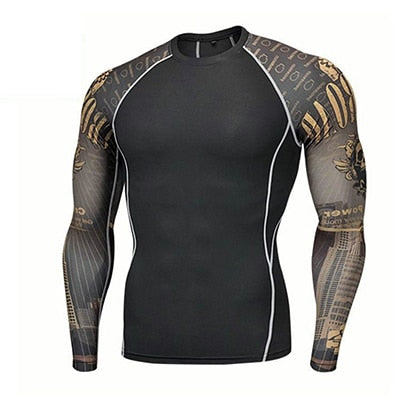 Fitness MMA Boxing Shirt Men Rashguard mma Bjj Jiu jitsu Long Sleeve T Shirt Muay thai Men Skull Print 3D Boxing Jerseys Tops eprolo