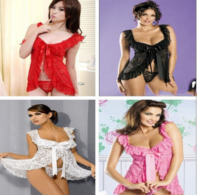Sexy Lace Lingerie Dress Women Homewear Night Gowns + G-string Sexy Panties Nightwear Sleepwear Sets eprolo