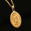 Catholic Religious Virgin Mary Necklace Pendant Stainless Steel Gold Color Cross Medallion Necklace eprolo