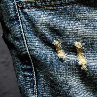 Summer Fashion Brand Design Blue Men Streetwear Ripped Bermuda Jeans Short eprolo