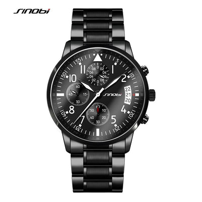 SINOBI Pilot Mens Chronograph Wrist Watch Waterproof Quartz Clock eprolo