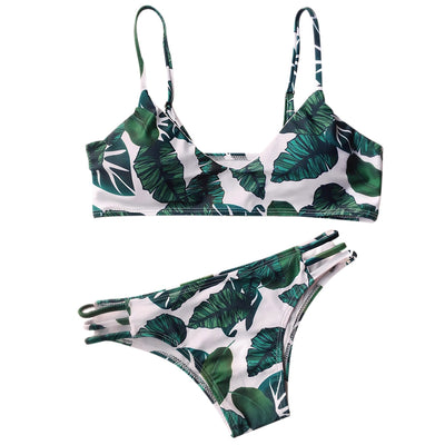 Palm Leaf Print Strappy Bikini Hypersku