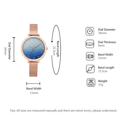 Stardust Watch Women Necklace Bracelet Set (3PCS/Set) Women's Watches Stainless Steel Mesh Starry Sky Quartz Female Wrist Watch eprolo