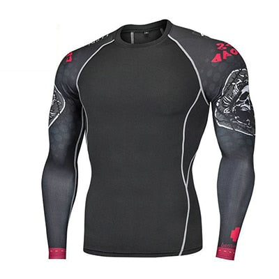 Fitness MMA Boxing Shirt Men Rashguard mma Bjj Jiu jitsu Long Sleeve T Shirt Muay thai Men Skull Print 3D Boxing Jerseys Tops eprolo